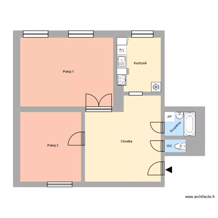 Hlavn&iacute; tř&iacute;da 592, byt 19. Plan de 13  et 196 m²