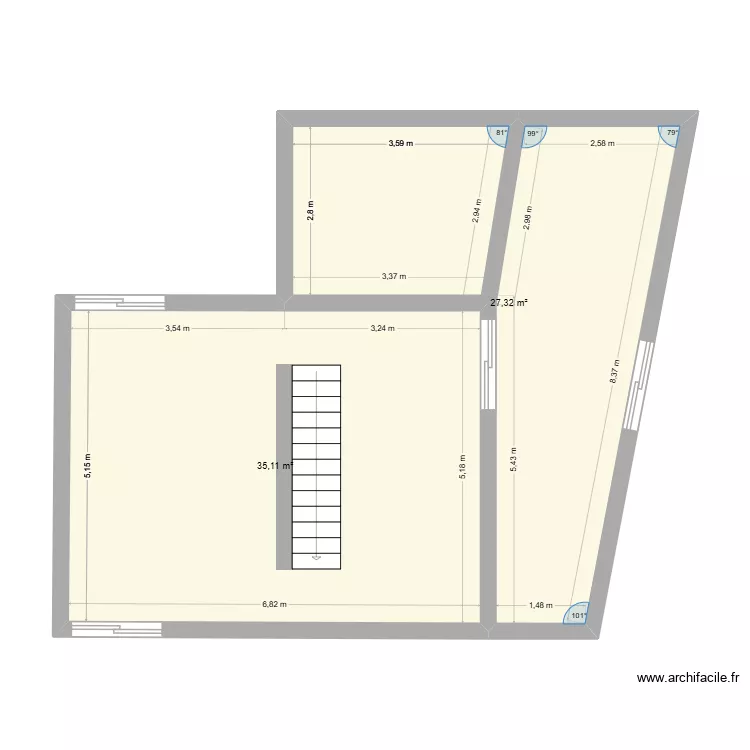 ROYAN. Plan de 2 pièces et 62 m²