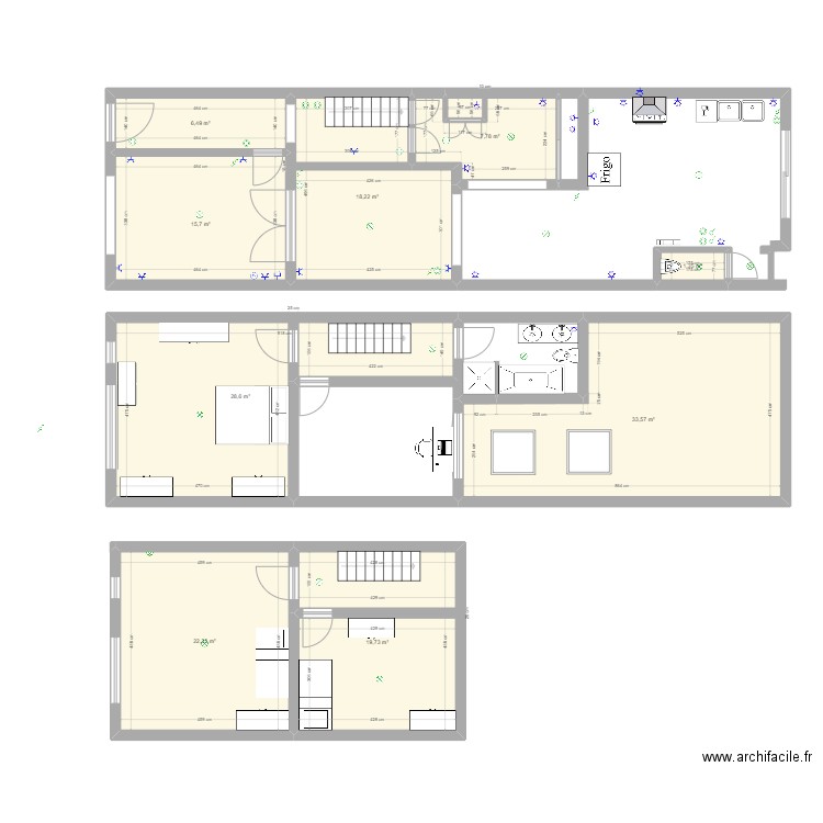 Maison Kortrijk. Plan de 9 pièces et 154 m2