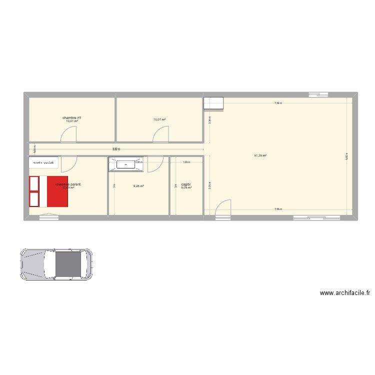 maison dylan. Plan de 6 pièces et 98 m2