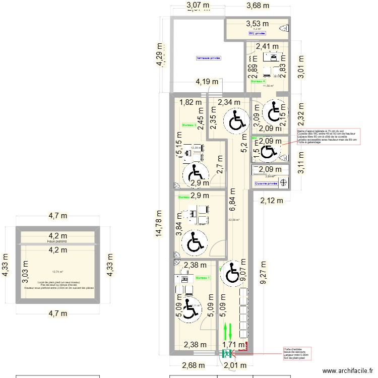 Cab_Lieutaud version Agathe version fléchée. Plan de 10 pièces et 96 m2