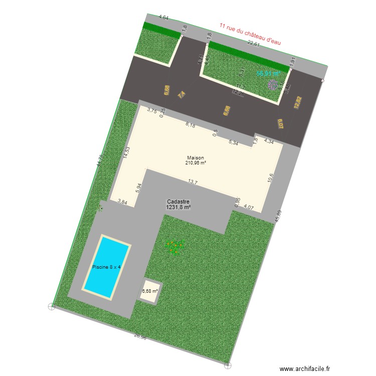 Plan de masse . Plan de 2 pièces et 218 m2