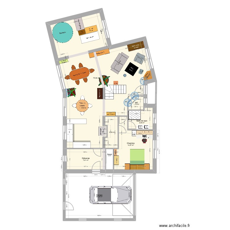 Sandillon. Plan de 8 pièces et 138 m2