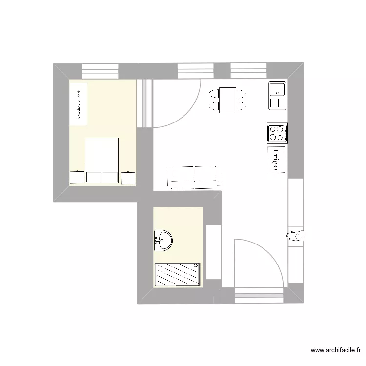 logement. Plan de 2  et 3 m²