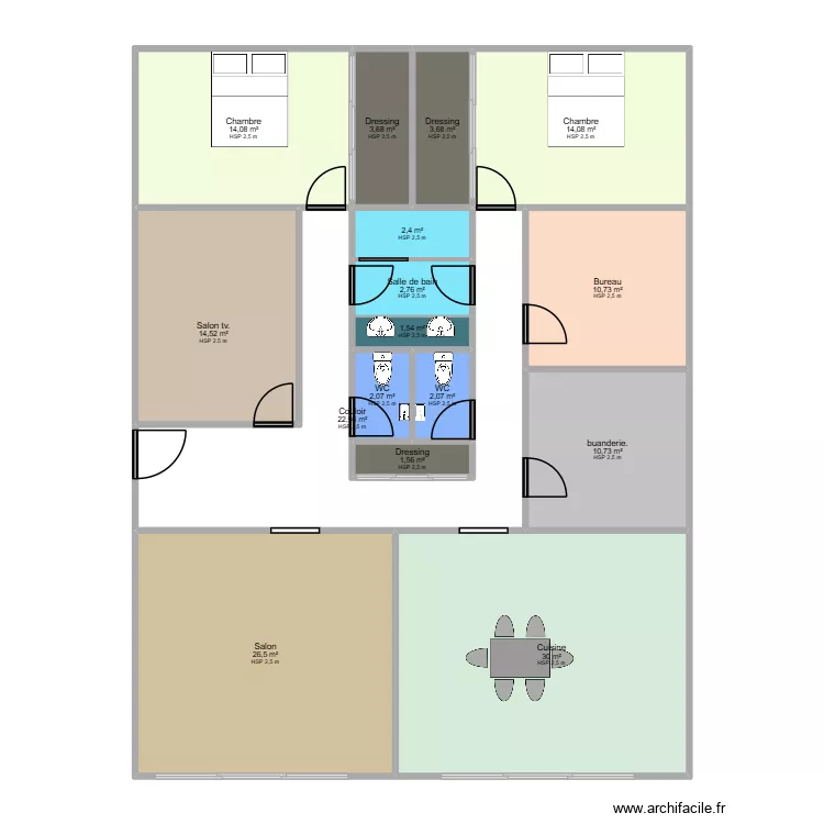 hangar. Plan de 16  et 163 m²