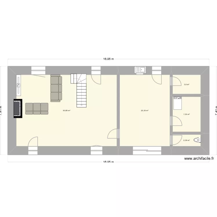 Maison RDC. Plan de 5 et 89 m² Maison RDC. Plan de 5 et 89 m²