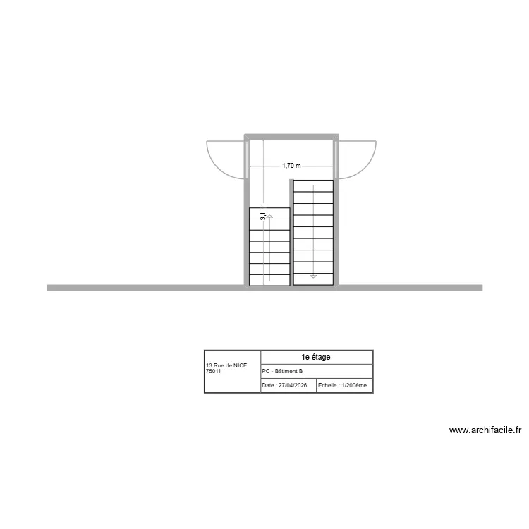 PC BAT B 13Nice. Plan de 2  et 11 m²