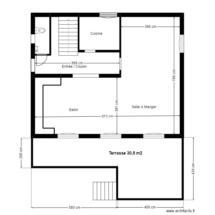 DECATOIRE RDC PROJET 5. Plan de 5 pièces et 74 m2