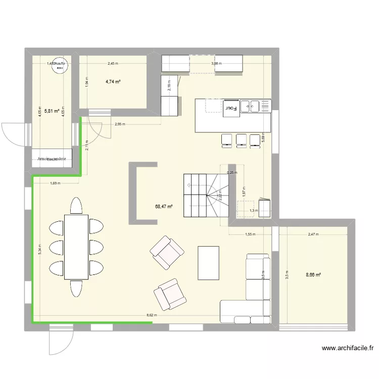 Plan chalet Vaudagne avec extension. Plan de 