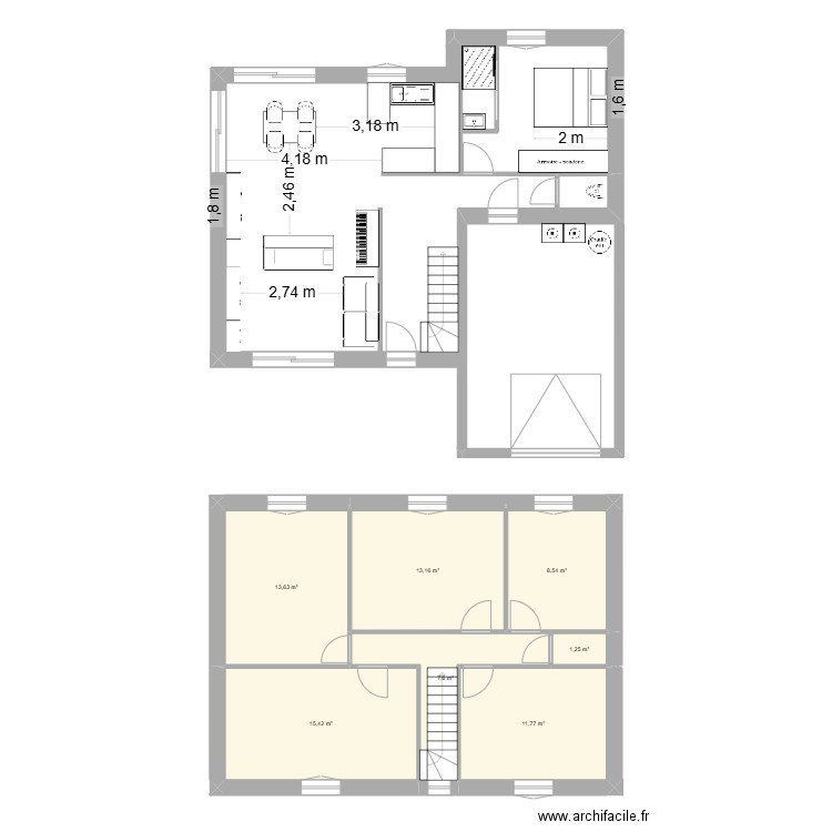 STMALO +1mDROITEbis. Plan de 7 pièces et 71 m2