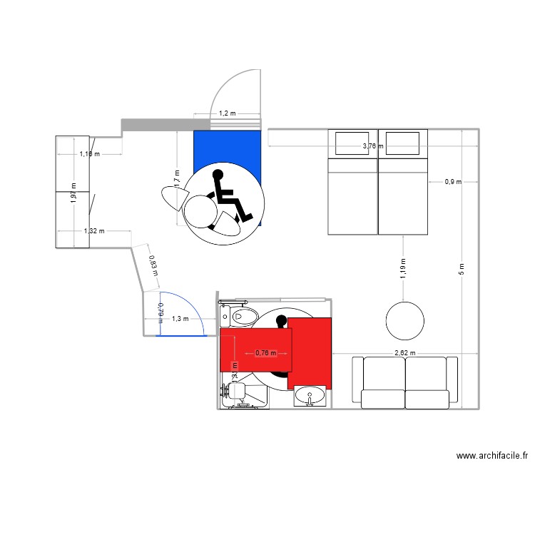 CHAMBRE AVEC SDB FAURE V2 A FAIRE VALIDER DDT A faire valider par nathalie. Plan de 0 pièce et 0 m2