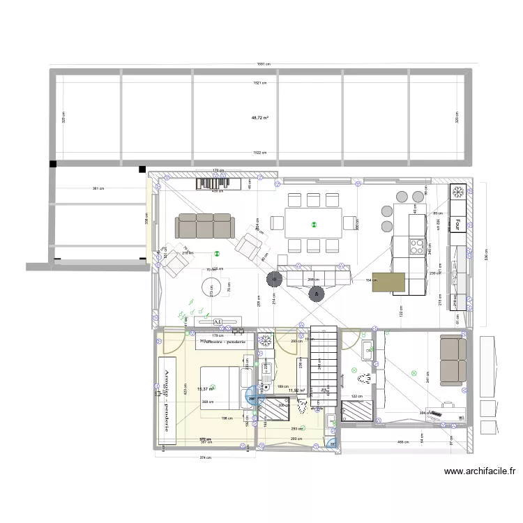 Obernai  RDC valid&eacute; H Trappe &eacute;lectricit&eacute;. Plan de 3 Pièces et 76 m²