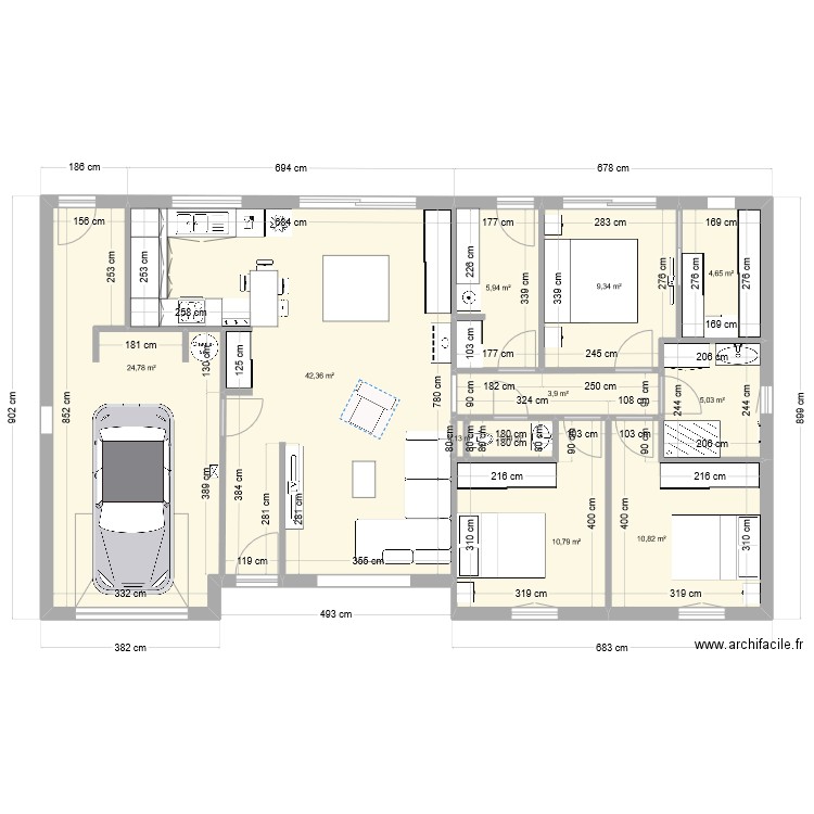 maison. Plan de 9 pièces et 130 m2