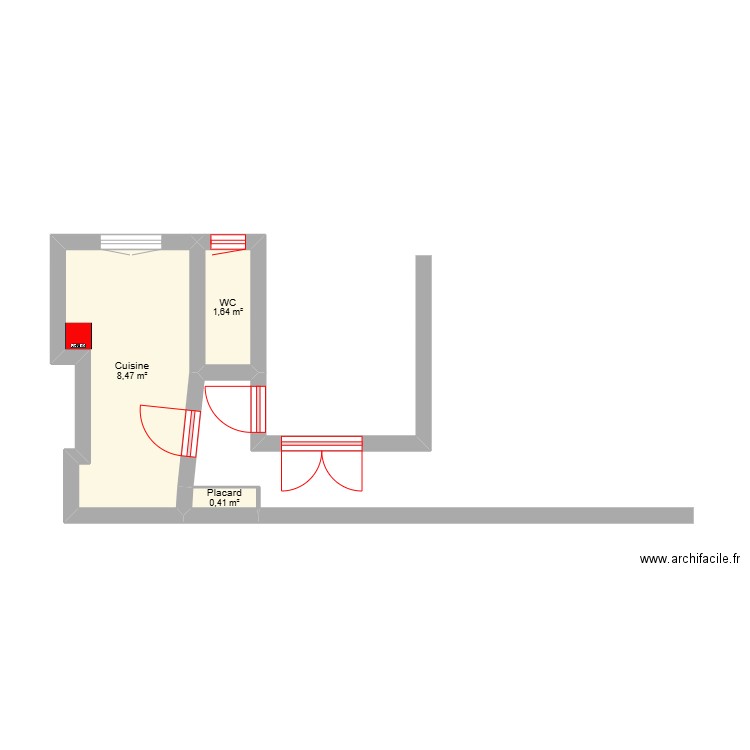 Plan détaillé. Plan de 3 pièces et 11 m2