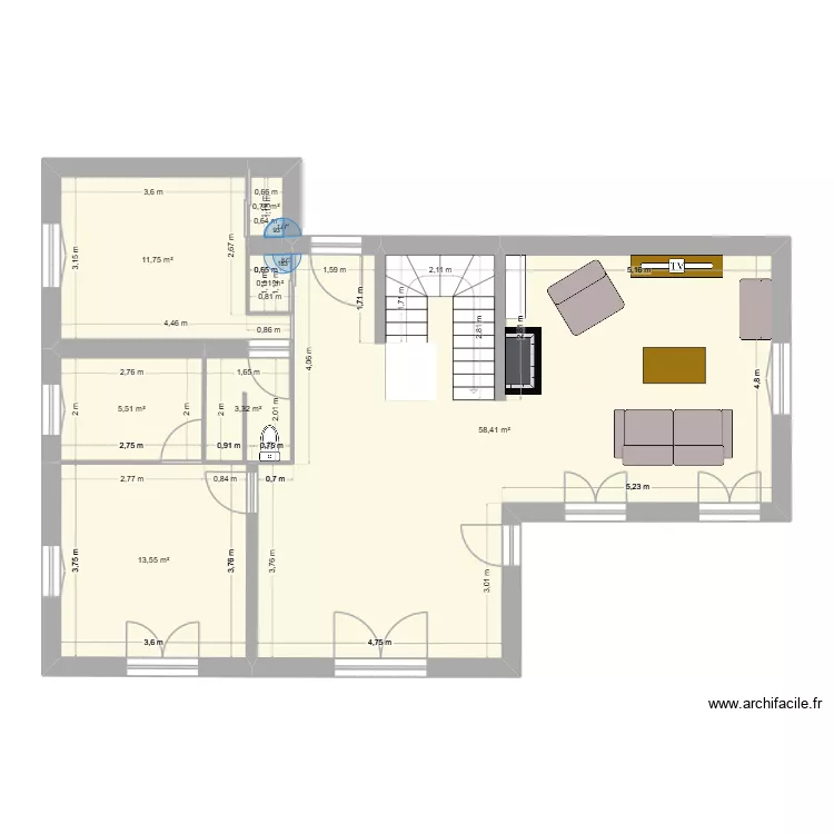 RDC V1. Plan de 7  et 94 m²