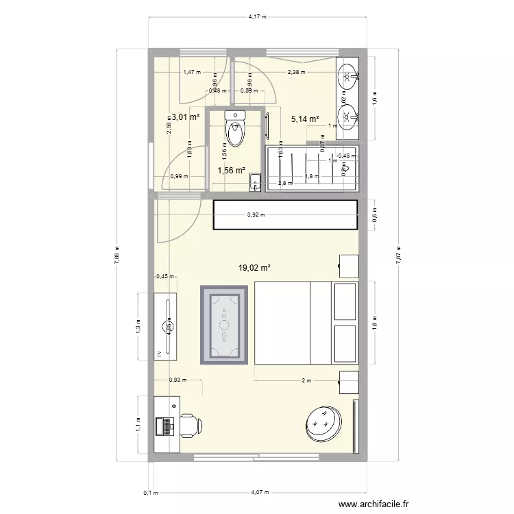 LESUEUR. Plan de 4  et 29 m²