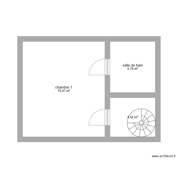 chambre 1. Plan de 3 pièces et 30 m2
