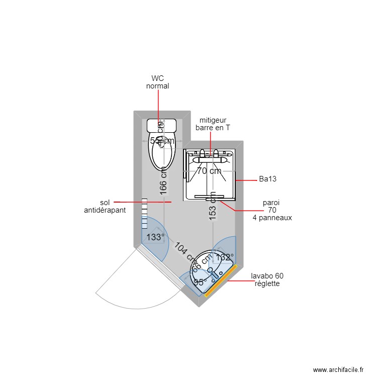 hamichec c. Plan de 1 pièce et 2 m2