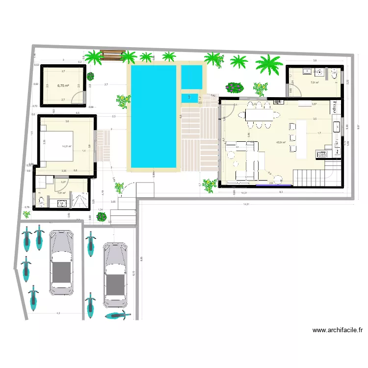 Villa 2 - Lantai 1 - POOLPantai 2.50x1.70 BAGUS V2. Plan de 5  et 81 m²