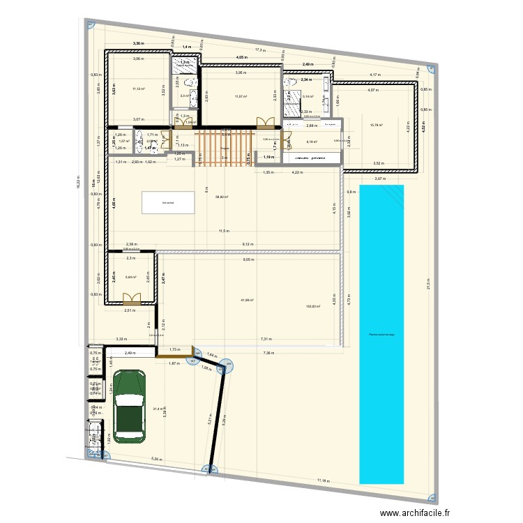 Diamond12 V5 sans meuble. Plan de 17 pièces et 352 m2