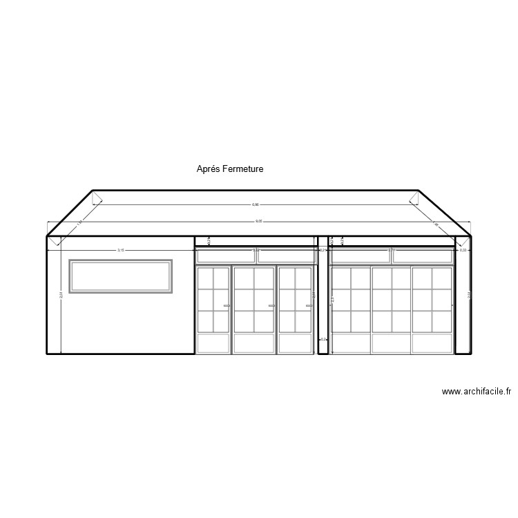 Aprés fermeture plan. Plan de 6 pièces et 18 m2