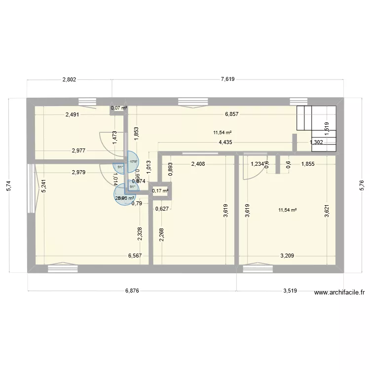 1 etage maison 1(new). Plan de 5 pièces et 49 m²