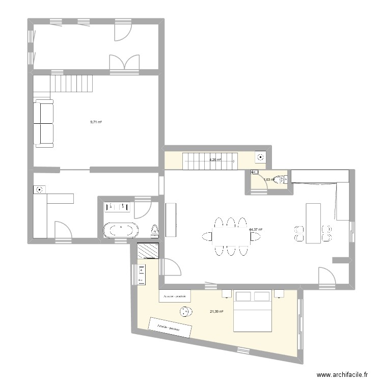 Le Bois Brillant. Plan de 5 pièces et 98 m2