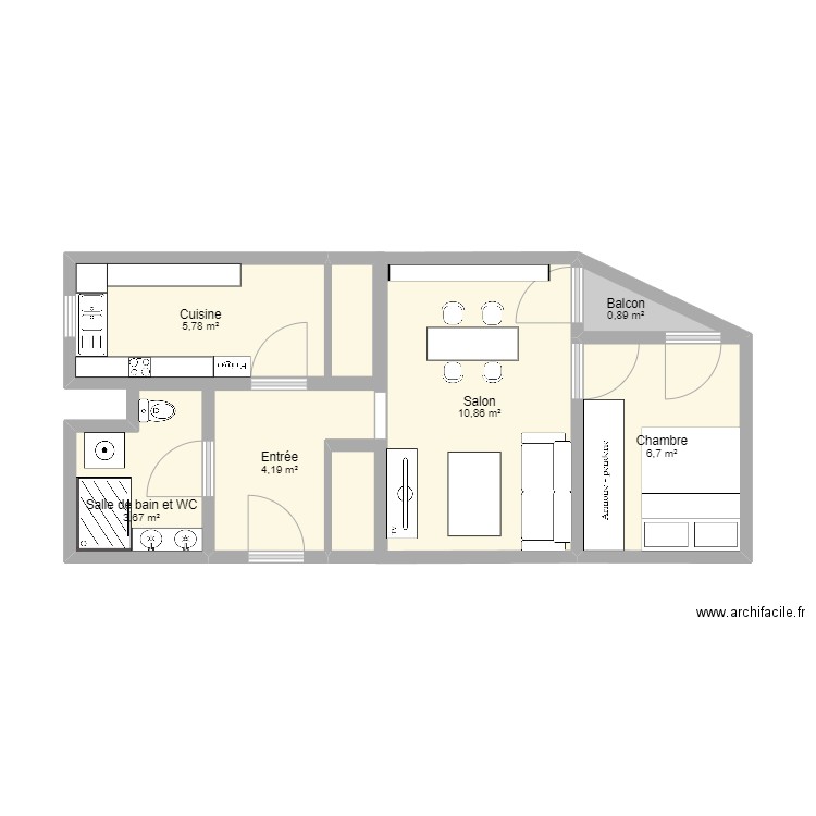 Appartement. Plan de 8 pièces et 34 m2