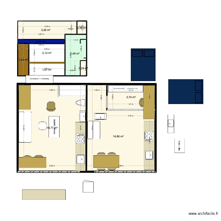 aqueduc 13 bis. Plan de 11 pièces et 49 m2