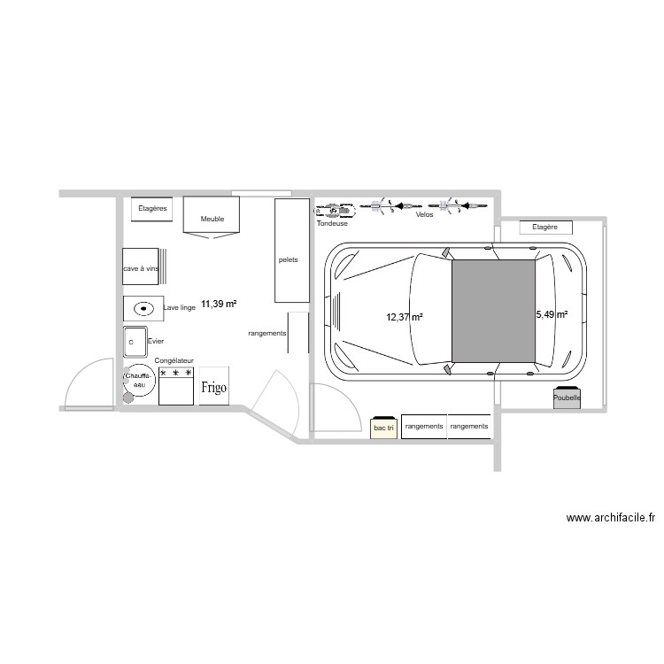 maison héric. Plan de 3 pièces et 29 m2