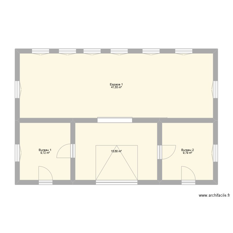 ex env. Plan de 4 pièces et 77 m2