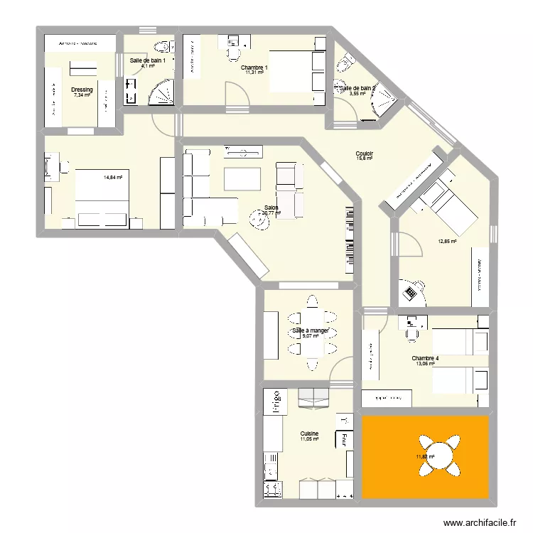 Ma maison pp 4cbres 7. Plan de 12 et 136 m² Ma maison pp 4cbres 7. Plan de 12 et 136 m²