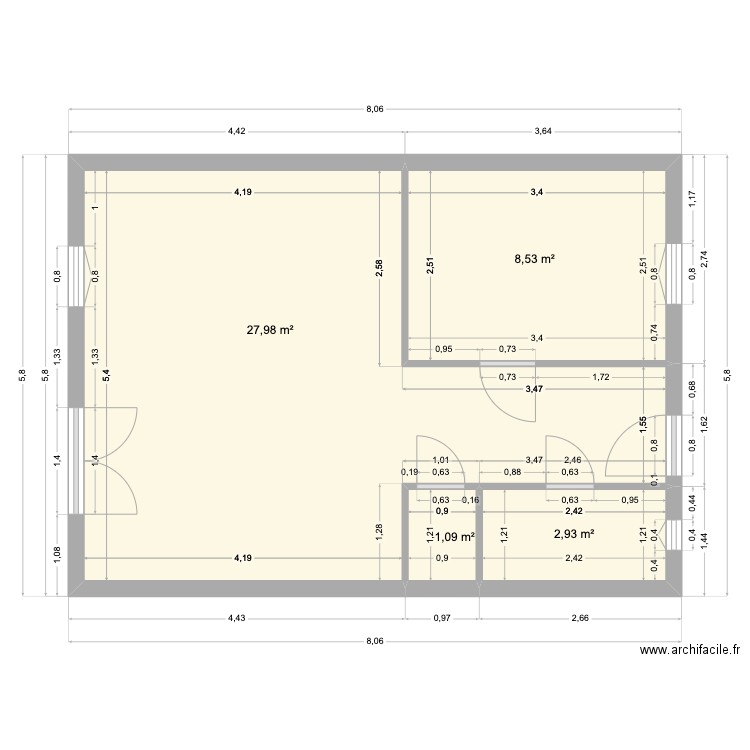 Plan vide 3. Plan de 4 pièces et 41 m2