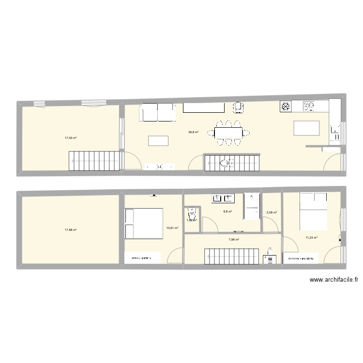 Fains. Plan de 9 pièces et 114 m2