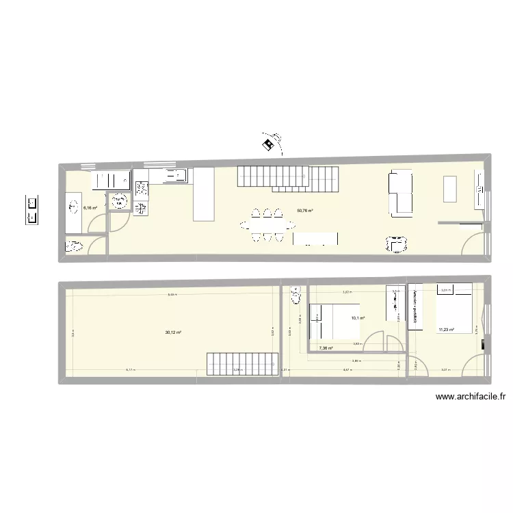 Fains. Plan de 7  et 116 m²