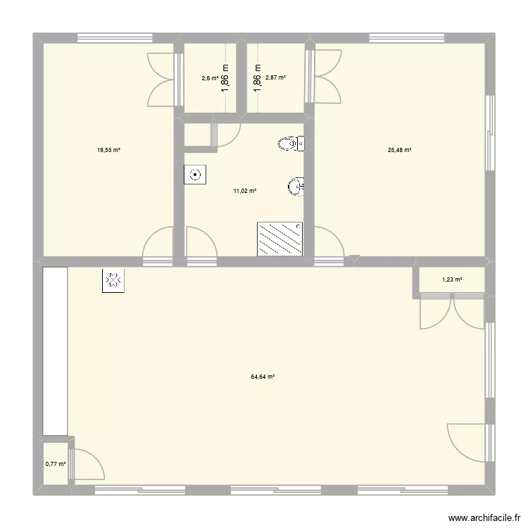 Paknam. Plan de 8 pièces et 128 m²