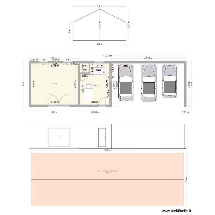 Atelier vs local soin. Plan de 