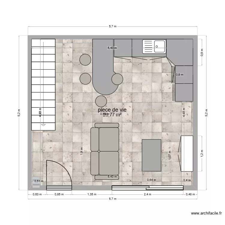 maison langan 1. Plan de 1 Pièce et 27 m² maison langan 1. Plan de 1 Pièce et 27 m²