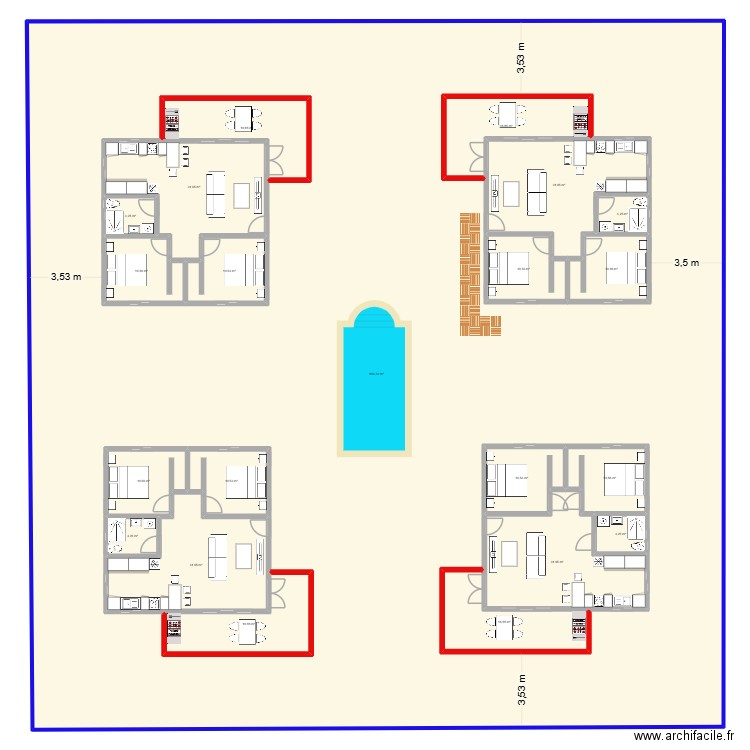 projet multi 1. Plan de 21 pièces et 1450 m2