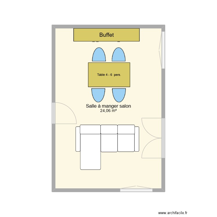 piece. Plan de 1 pièce et 24 m2