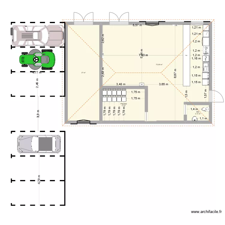 Maison villagoise. Plan de 4 et 114 m² Maison villagoise. Plan de 4 et 114 m²