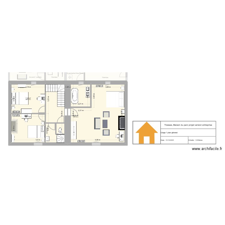 Tresses, Maison du parc projet version entreprise. Plan de 7 pièces et 179 m2