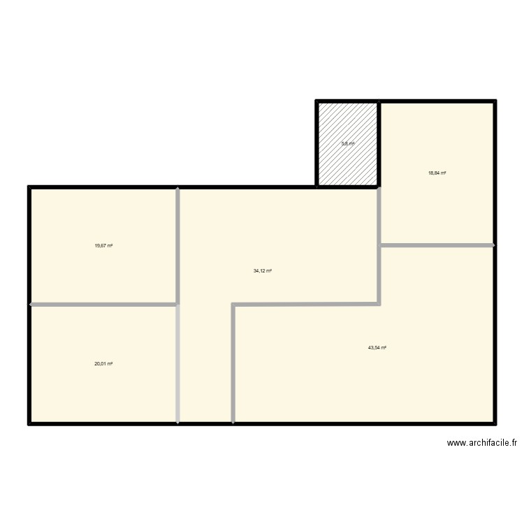 1er etage. Plan de 6 pièces et 142 m2
