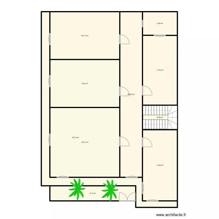 1er etage. Plan de 10  et 185 m²