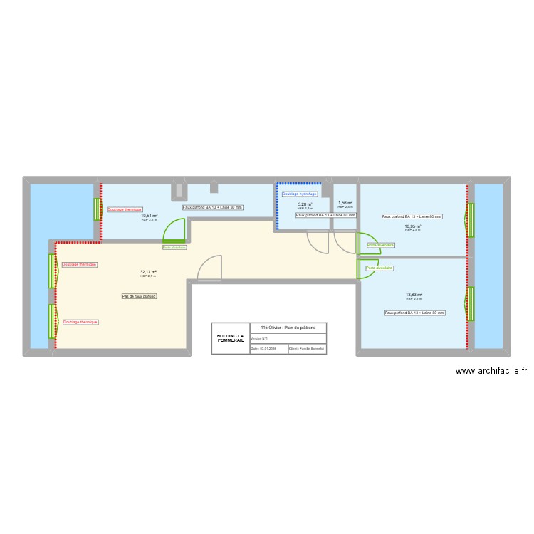 R4 - PLATRERIE - BONNEFOI. Plan de 9 pièces et 87 m2