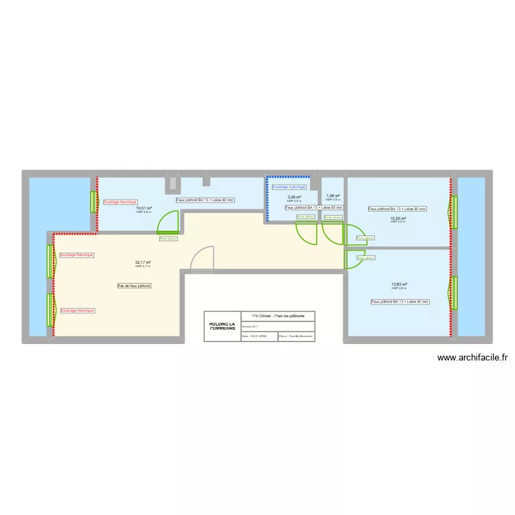 R4 - PLATRERIE - BONNEFOI. Plan de 9 pièces et 87 m² R4 - PLATRERIE - BONNEFOI. Plan de 9 pièces et 87 m²