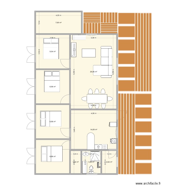 maison 3. Plan de 10 pièces et 92 m2