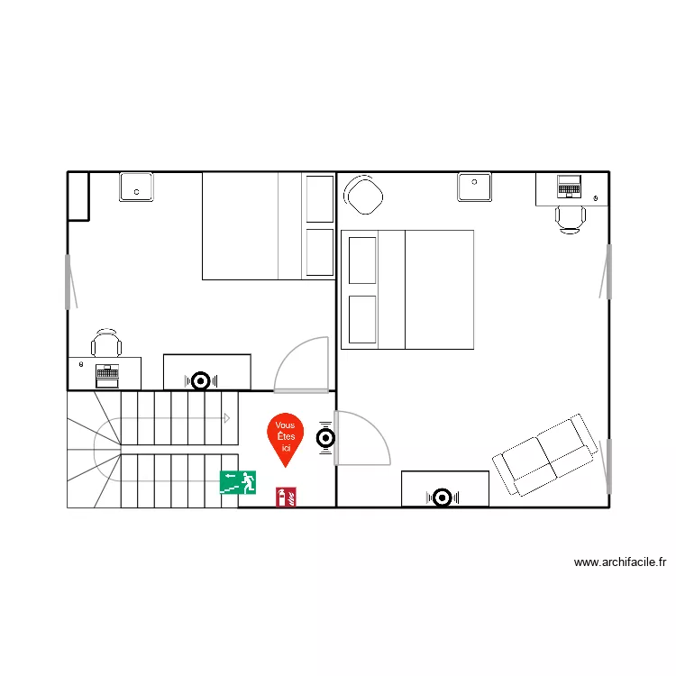 1er &eacute;tage. Plan de 3  et 33 m²