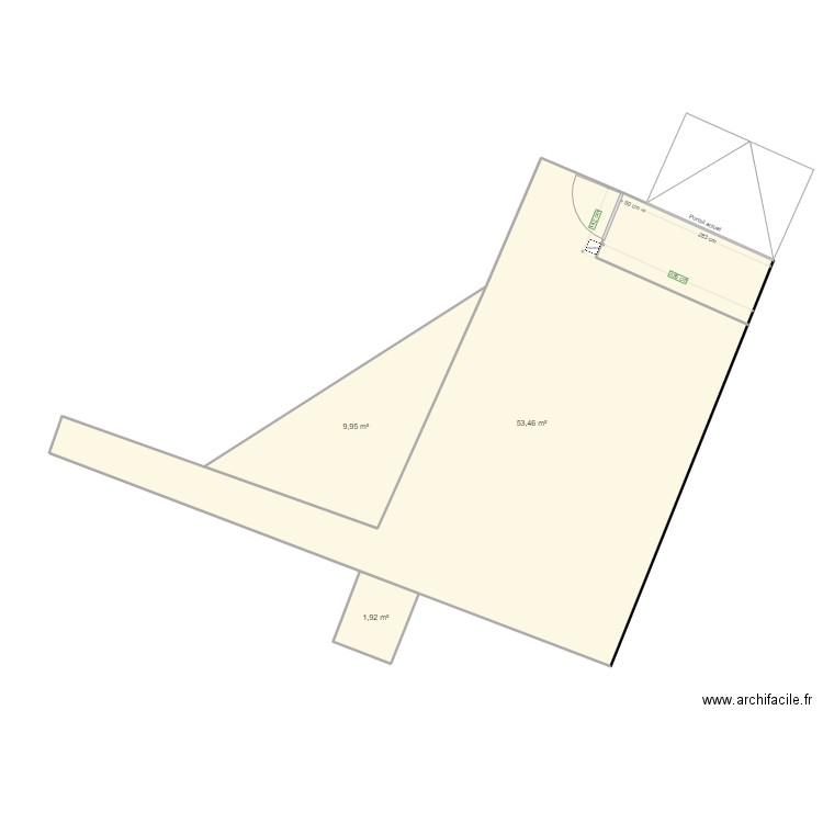 jardin papa. Plan de 3 pièces et 65 m2