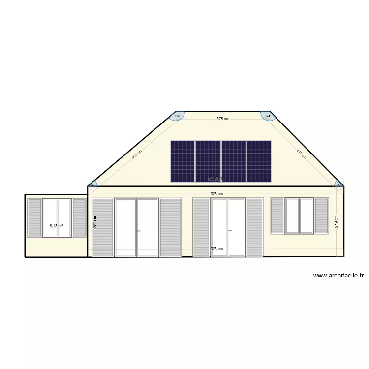 avec panneau solaire. Plan de avec panneau solaire. Plan de